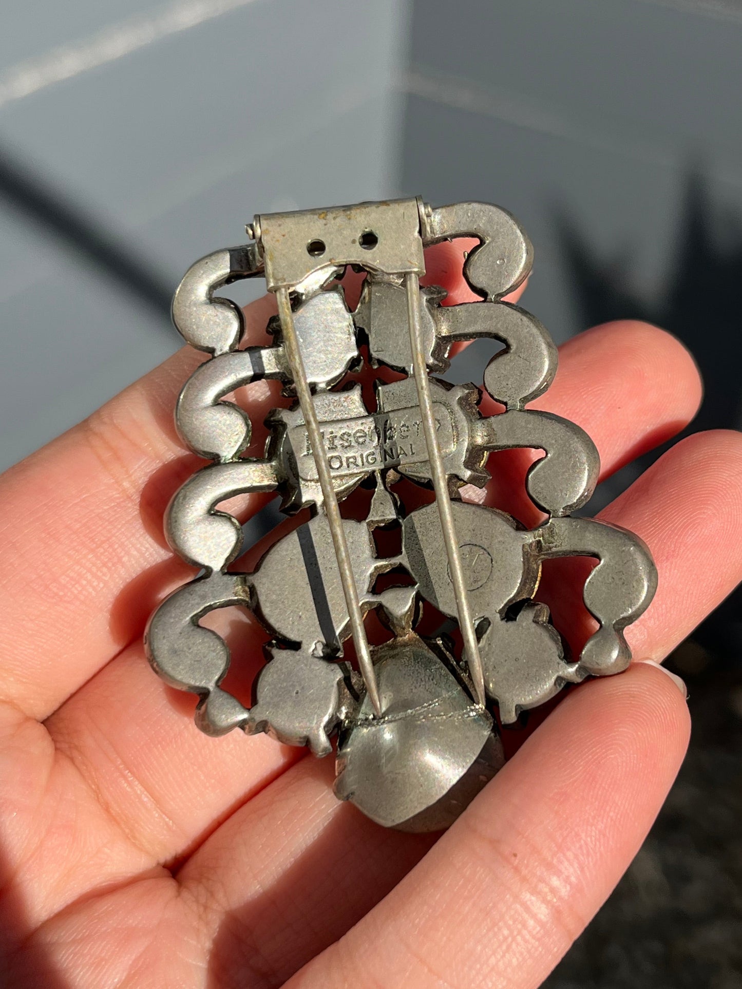 Vintage Eisenberg Original 1940s "Ears of Wheat" Large Rhinestone Silver-Tone Fur Clip Brooch