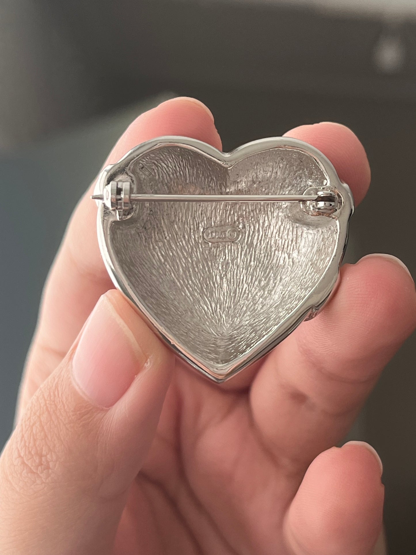 Vintage Christian Dior Wrapped Heart Rhinestone Pavé Silver-Plated Brooch