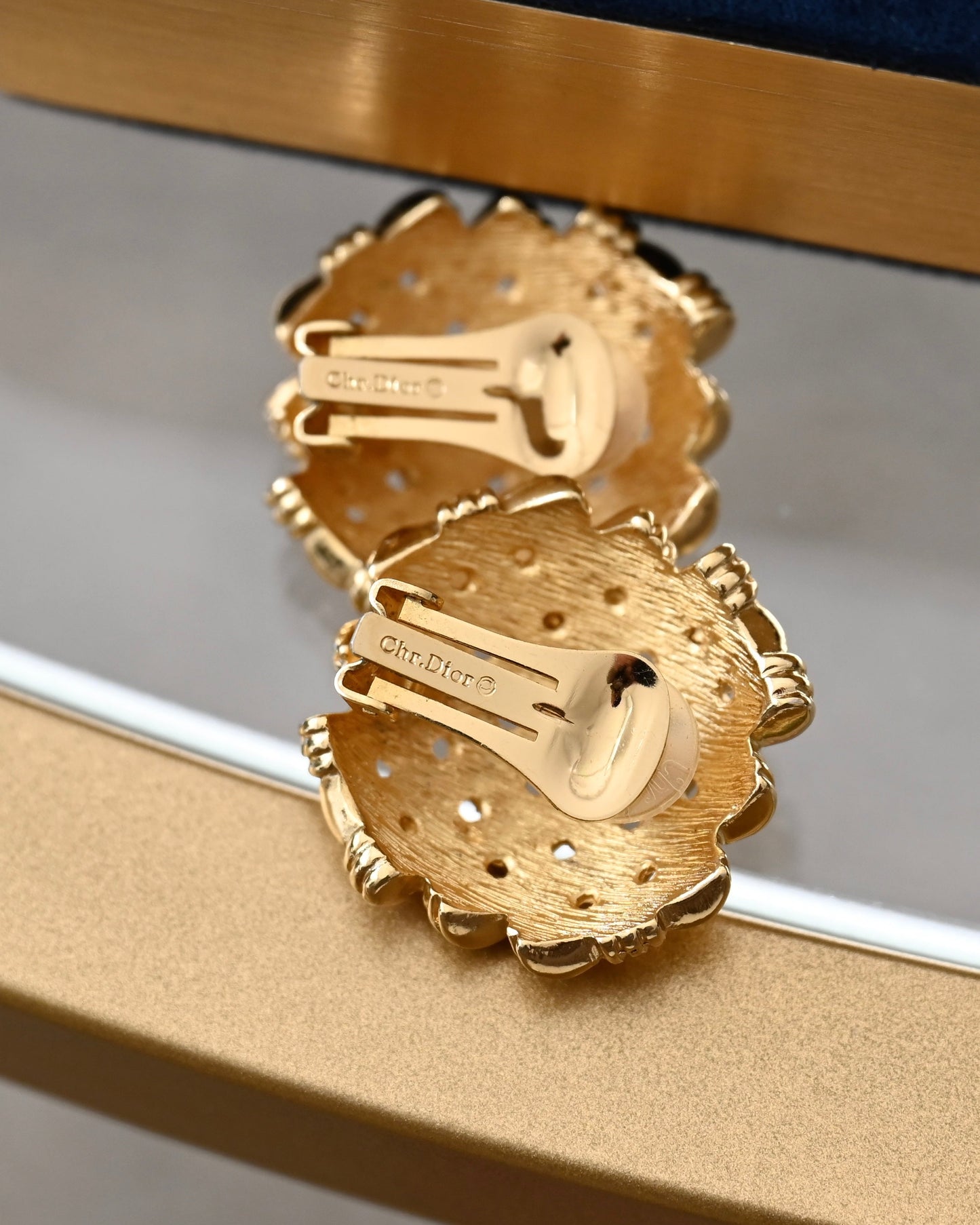 Vintage Christian Dior Braided Square Gold-Tone Clip-On Earrings