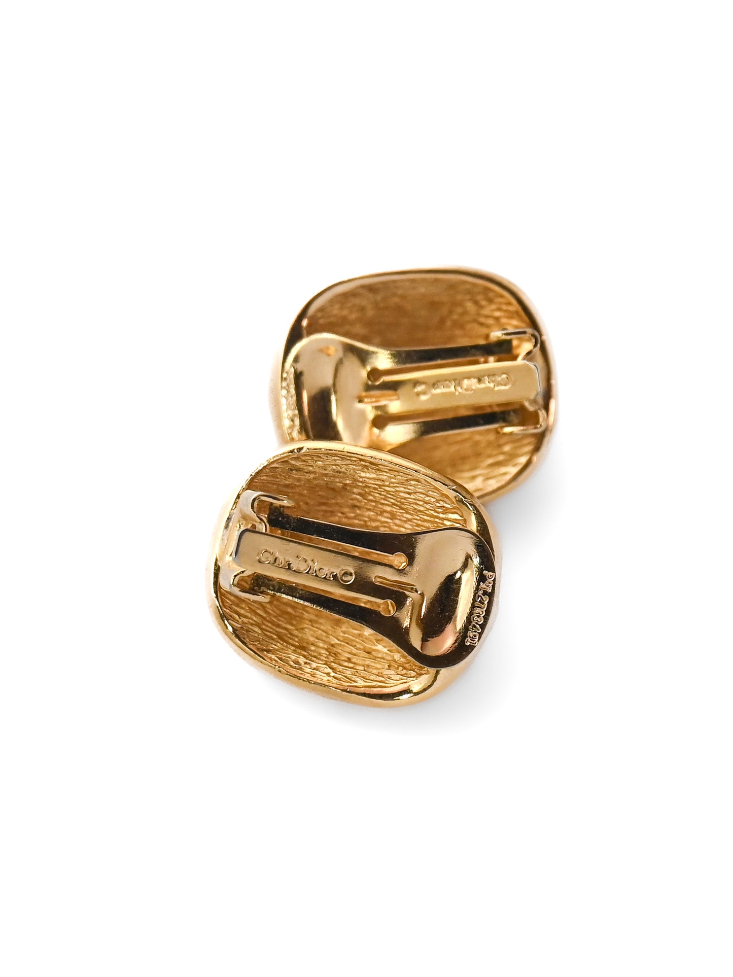 Dior Blue Glass Rounded Square Clip Earrings