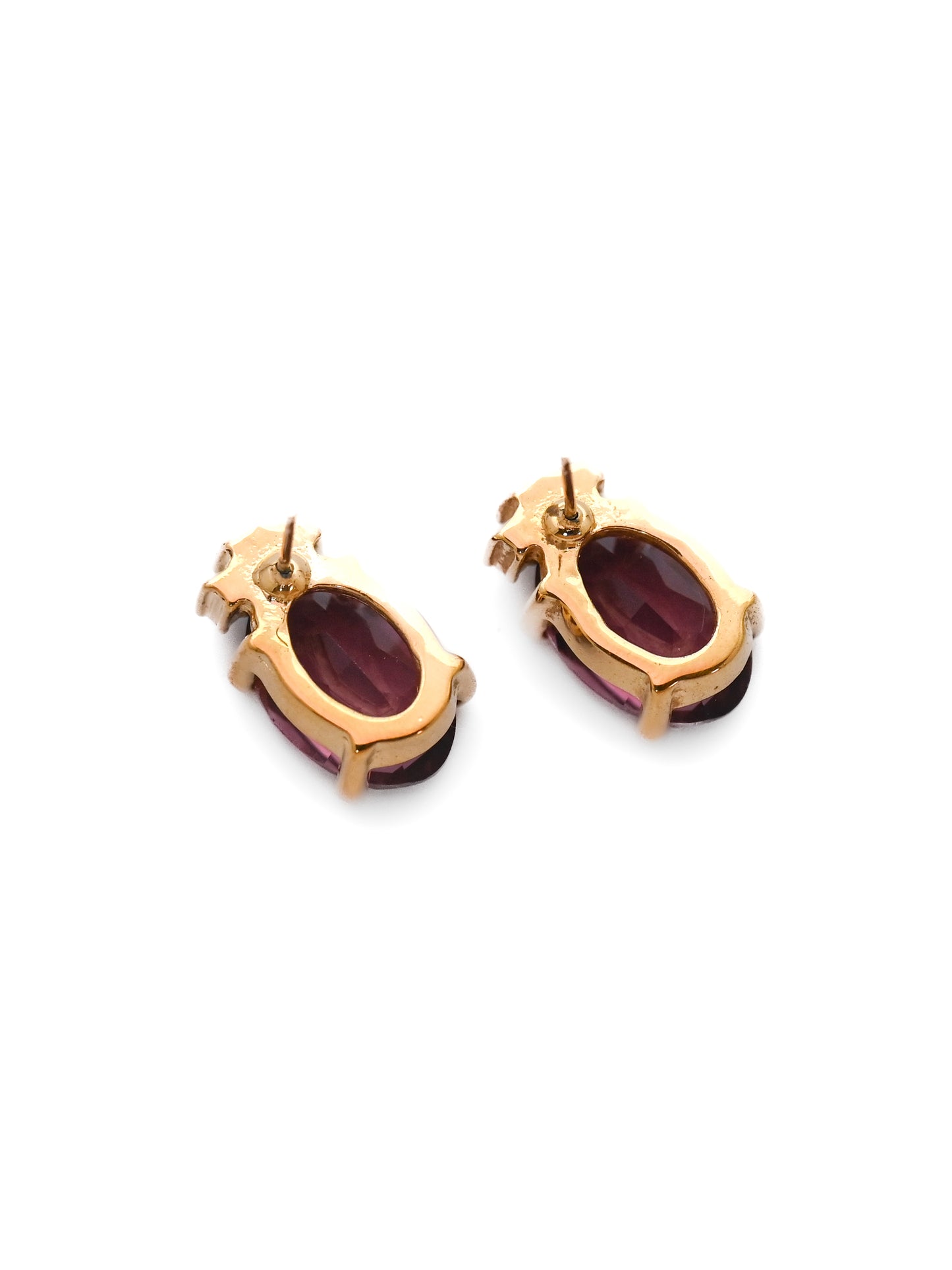Dior Purple Rhinestone 14k Gold Post Earrings