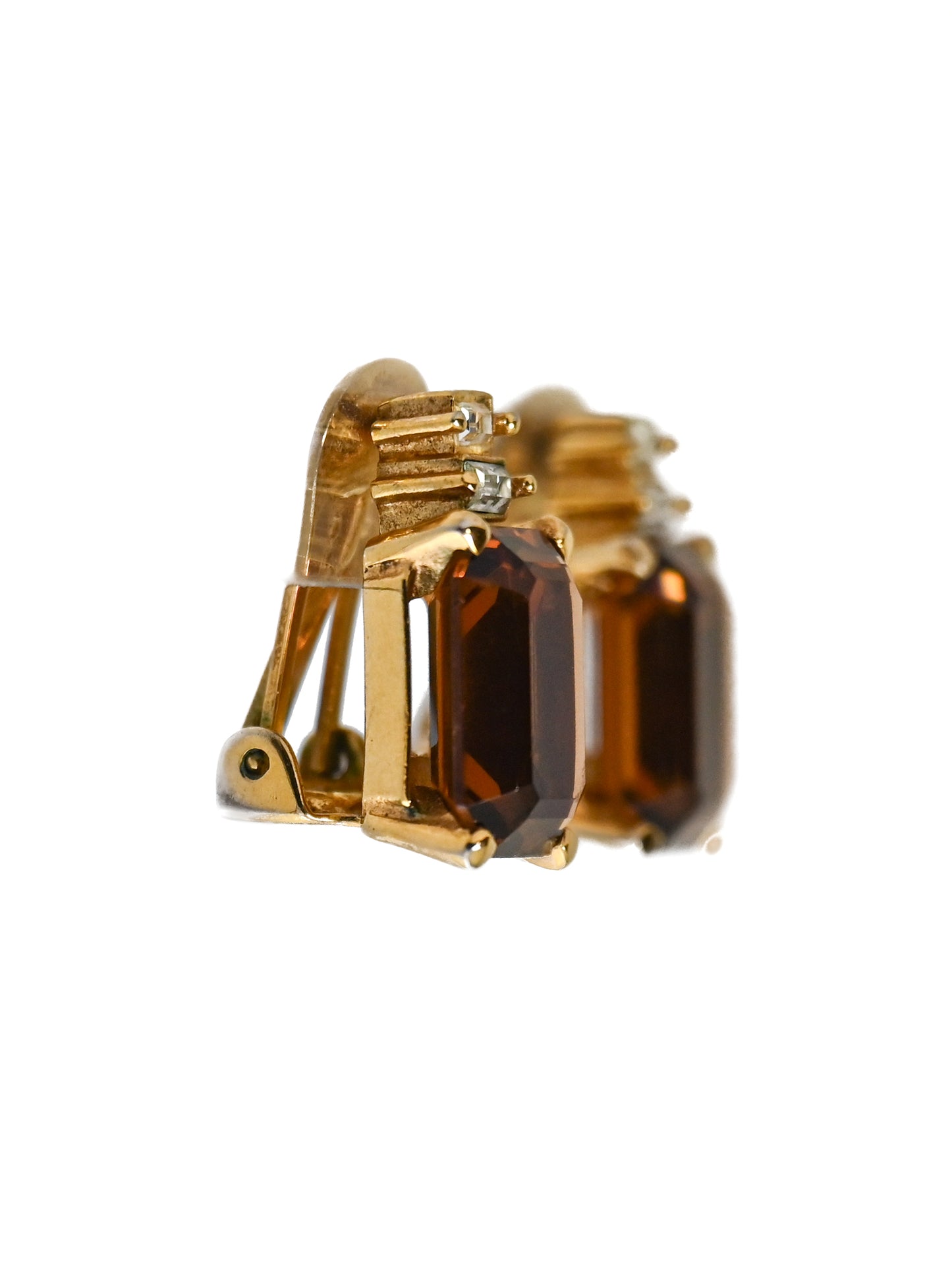 Dior Brown Rhinestone Clip Earrings