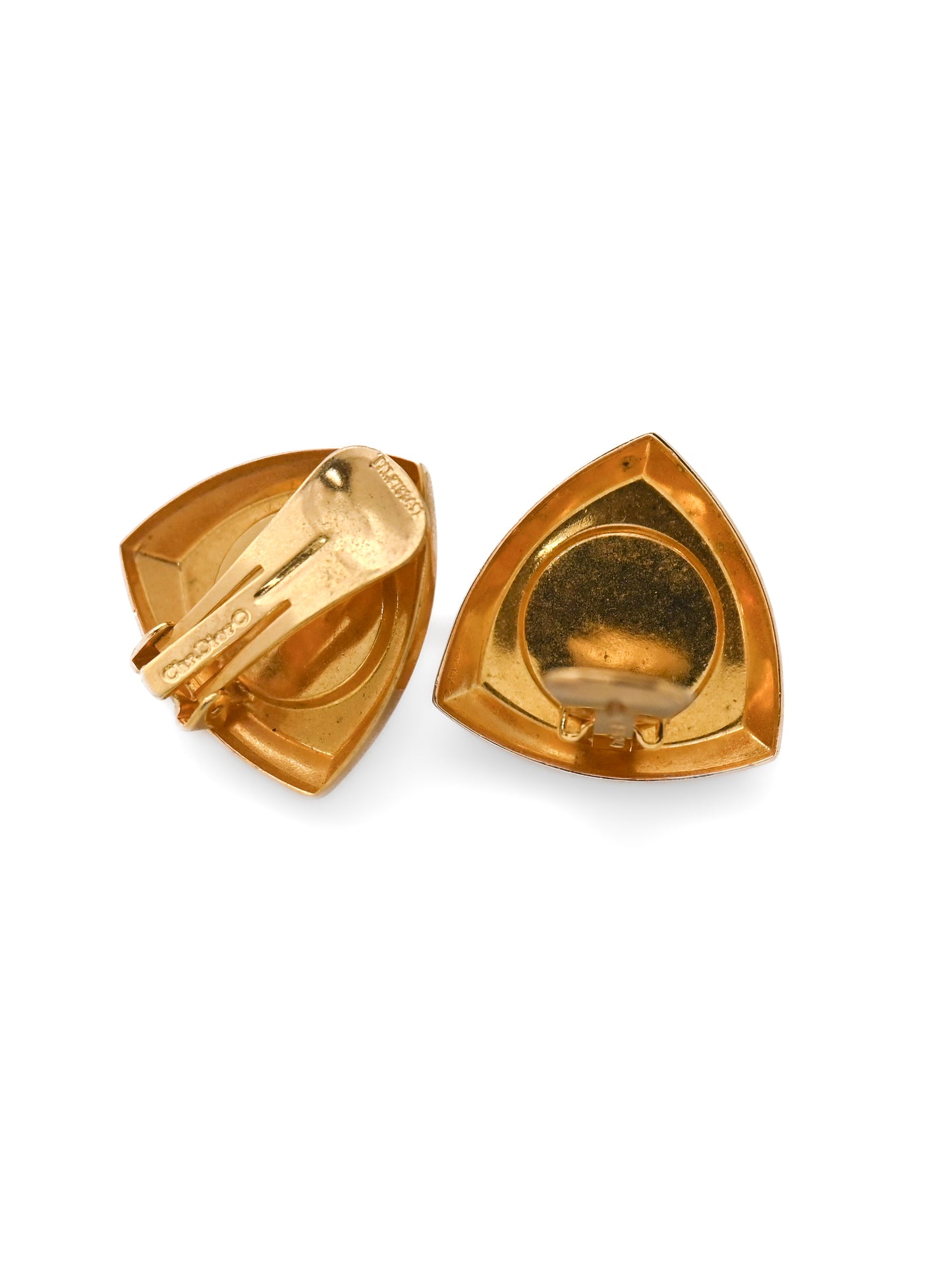 Dior Pearl Triangular Clip Earrings