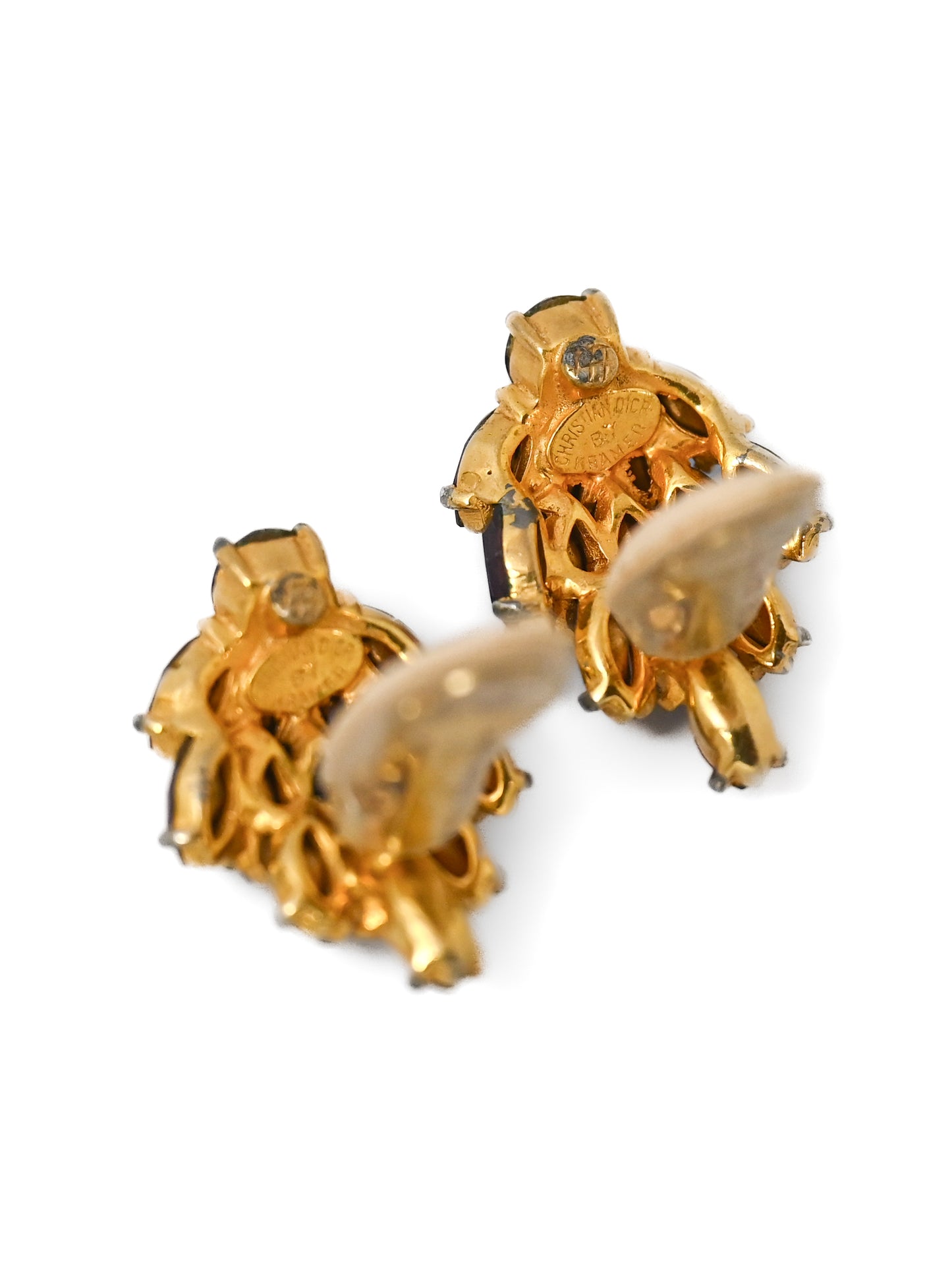 Dior by Kramer 50s Pine Cone Purple Clip Earrings