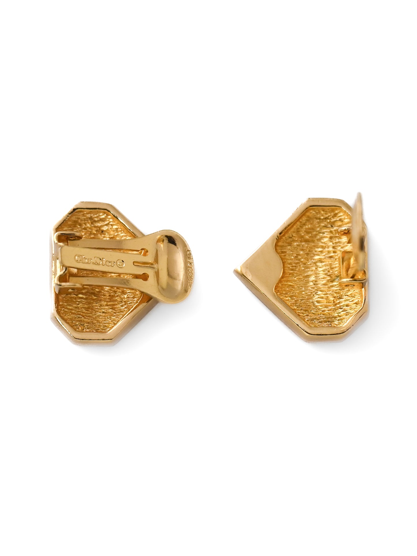 Dior Rhinestone Pavé Polygon Clip Earrings