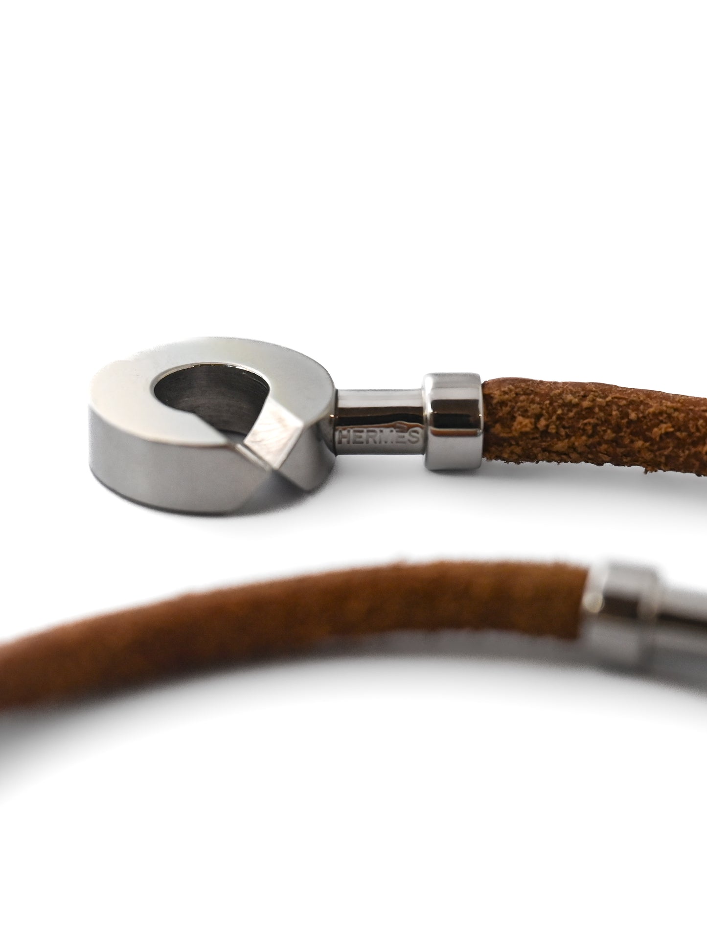 Hermès Brown Suede Toggle Lock Necklace