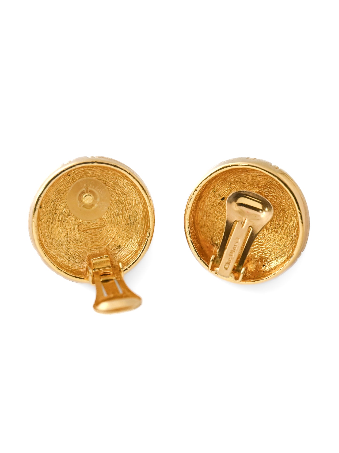 Dior Green Glass Round Clip Earrings