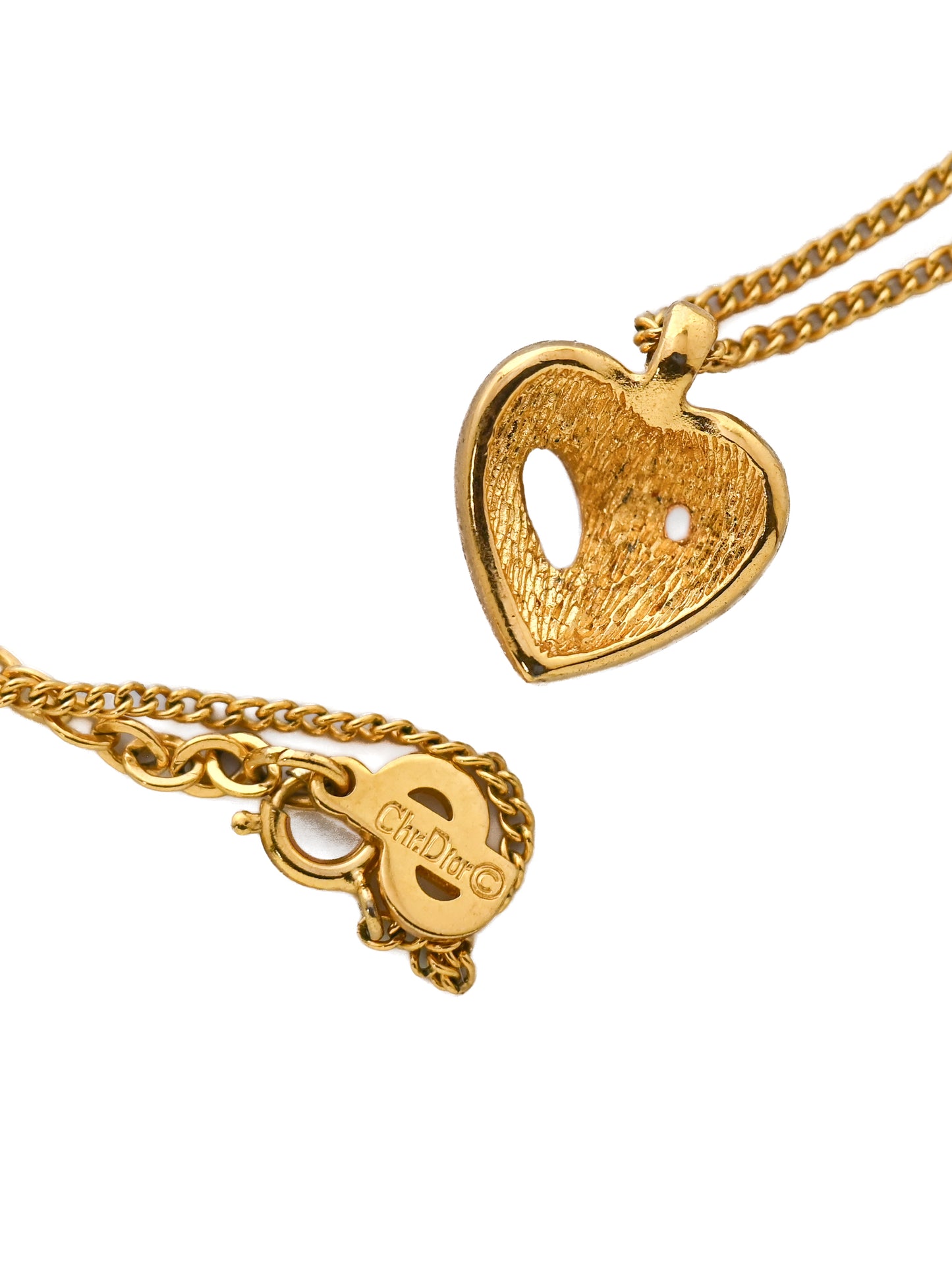 Dior Heart Clear Red Rhinestone Chain Necklace