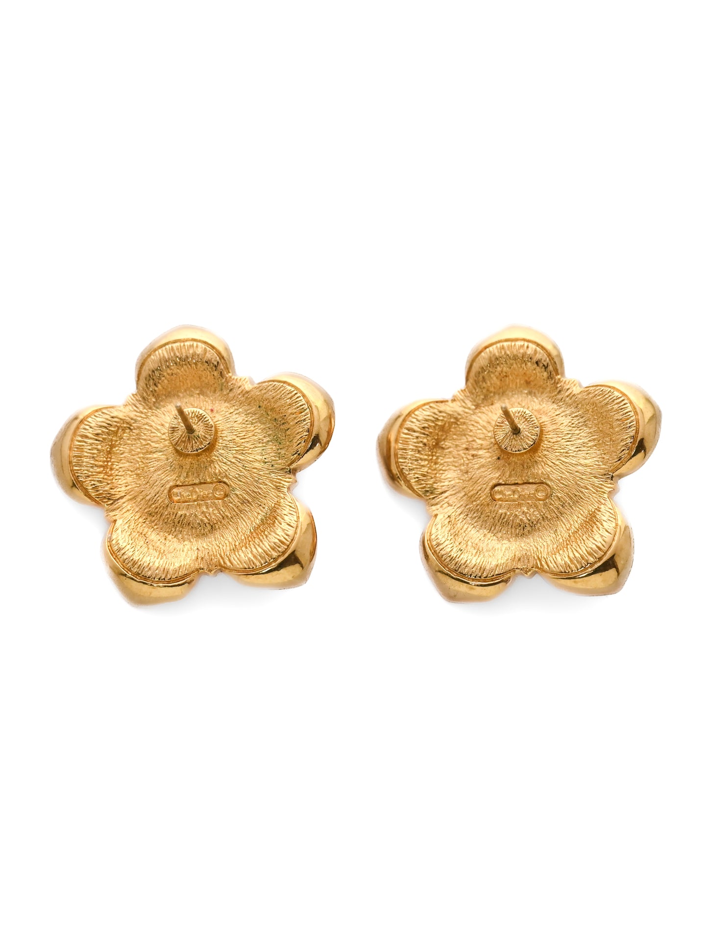 Dior Sakura Flower Pearl 14k Gold Post Earrings