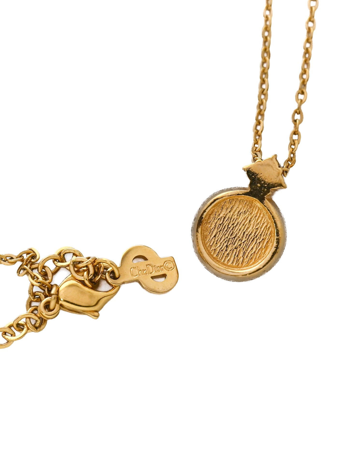 Dior Logo Black Medallion Chain Necklace