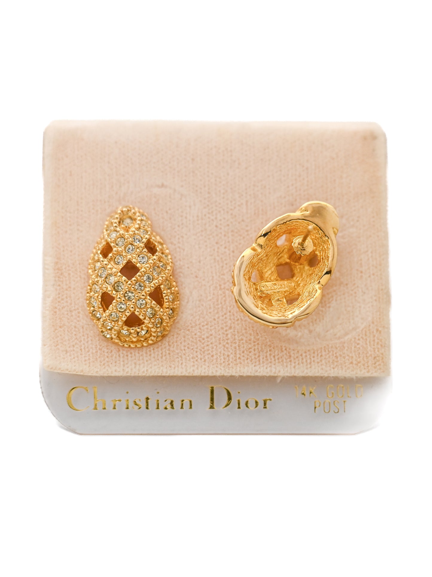 Dior Interlocking Ribbon Teardrop 14k Gold Post Earrings