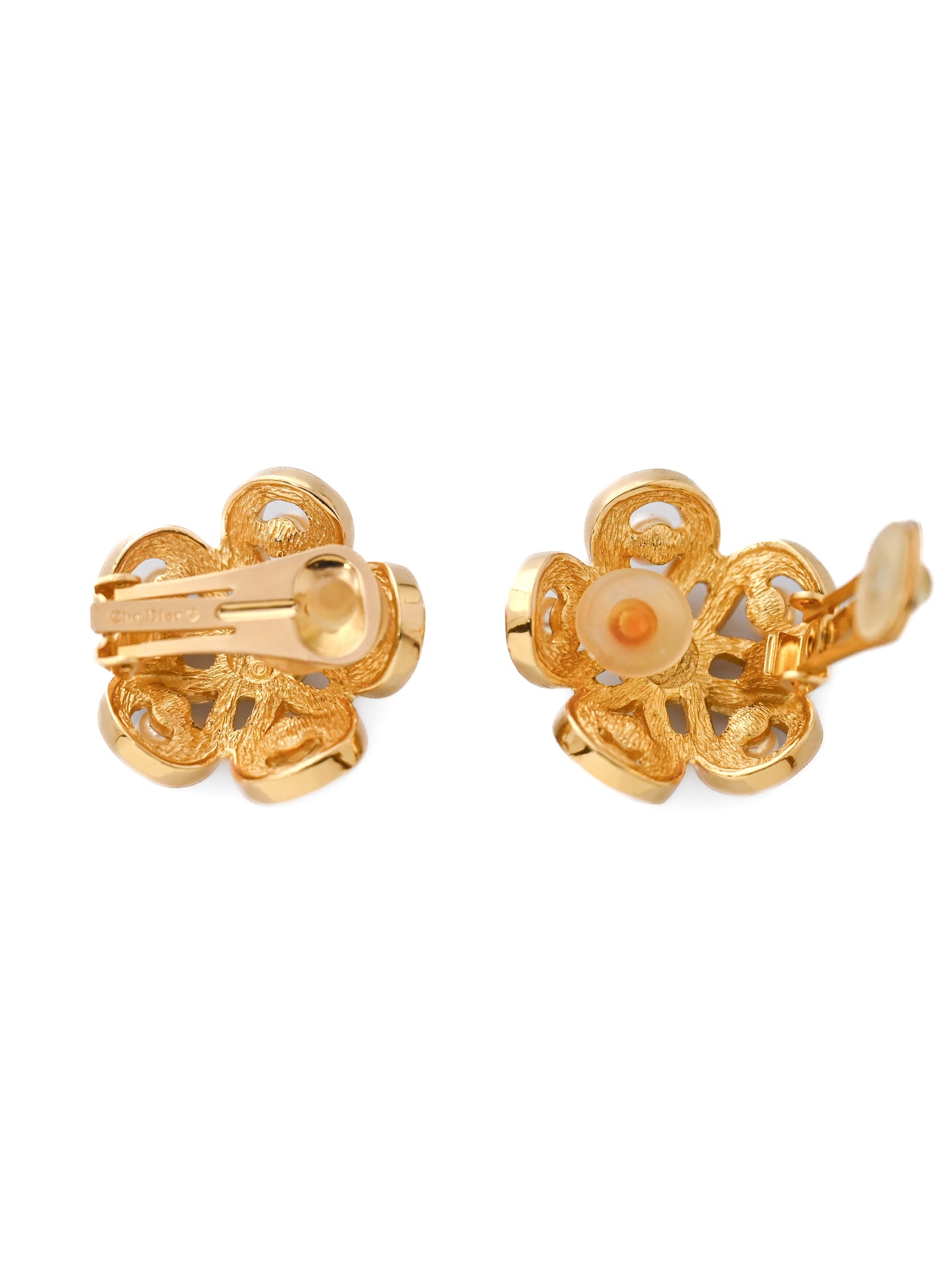 Dior Flower Pearl Clip Earrings