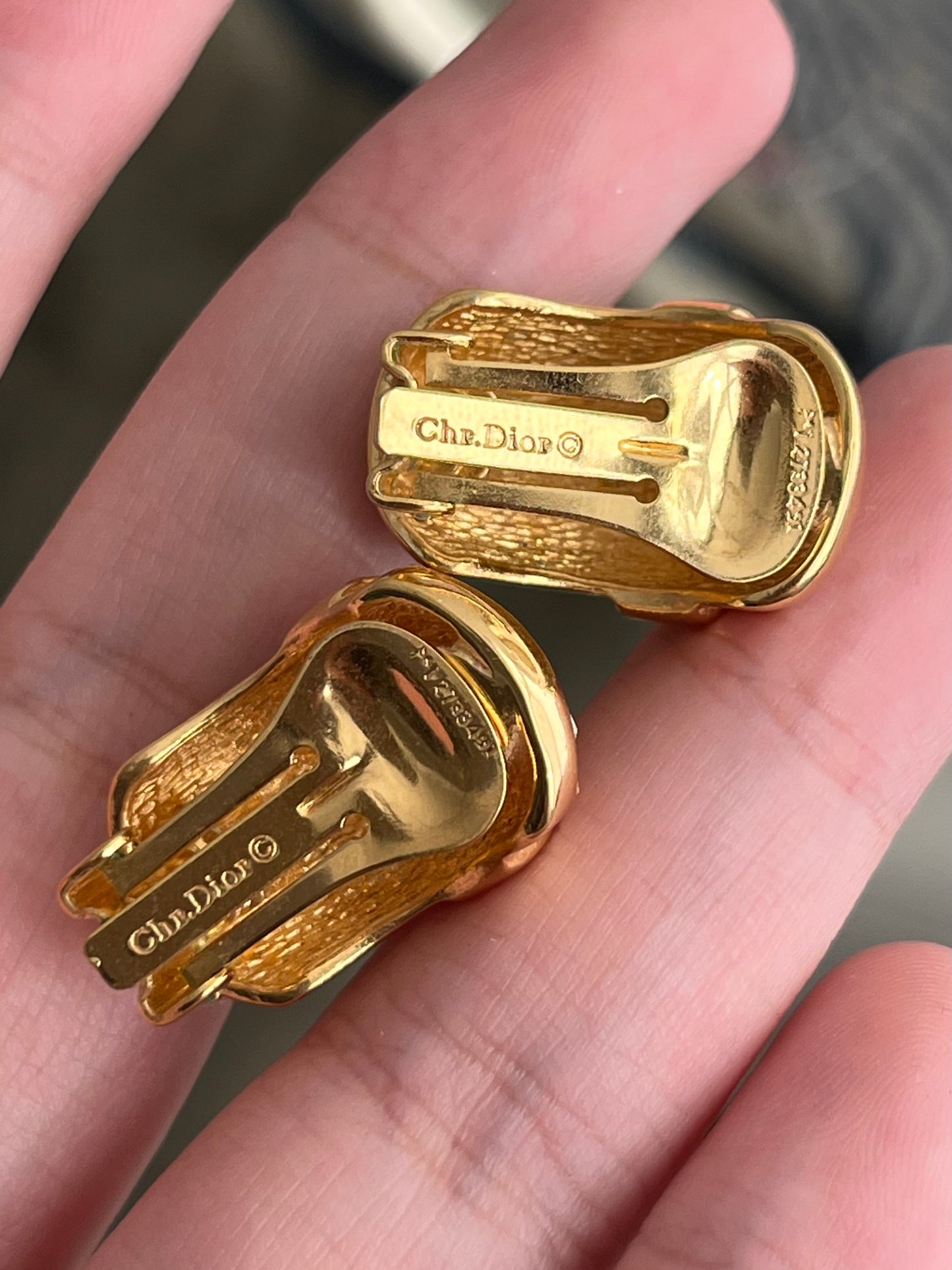 Vintage Christian Dior "V" Square Red Rhinestone Black Enamel Gold-Tone Clip-On Earrings Necklace Set