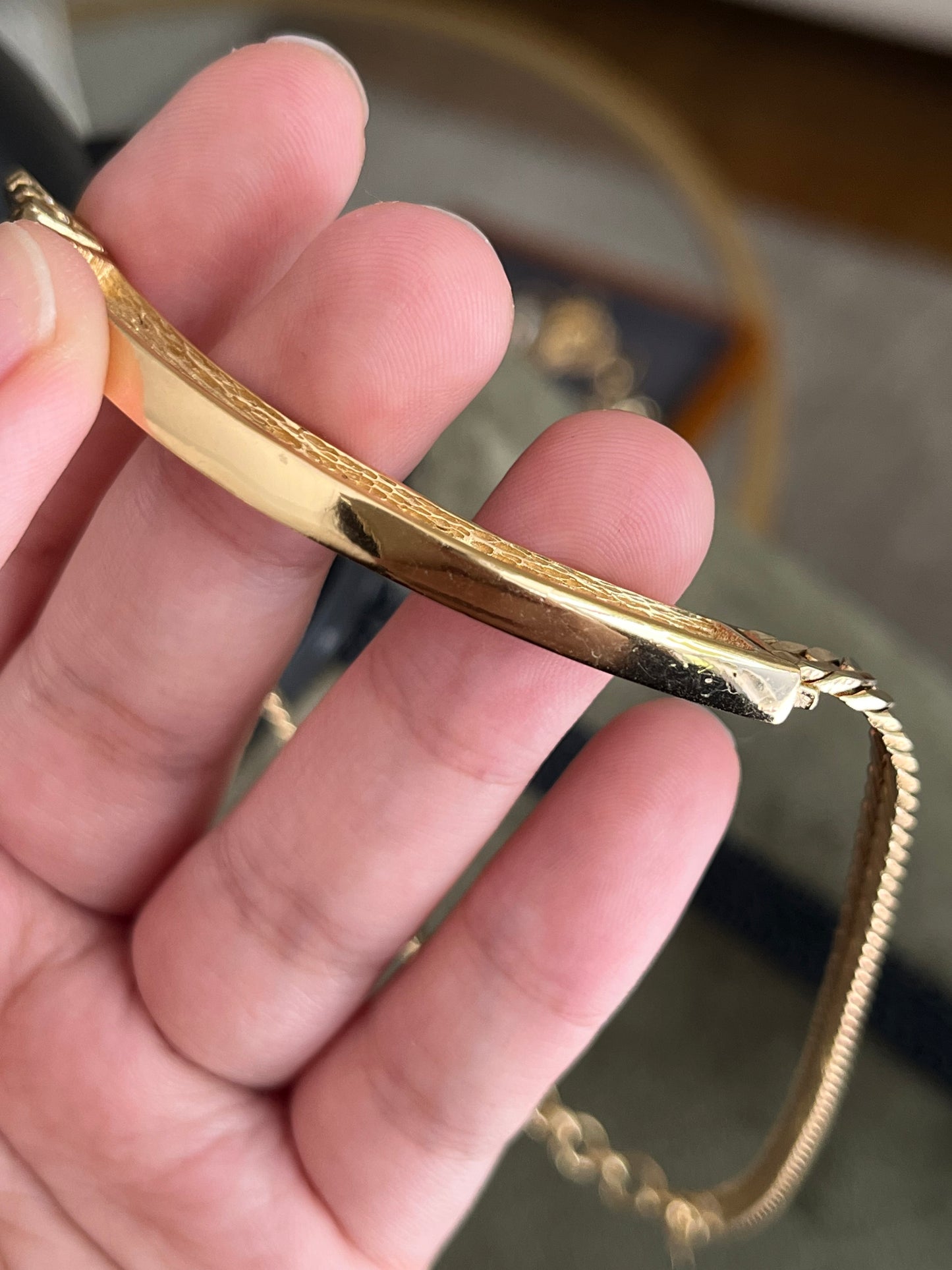 Vintage Christian Dior "Zebra" Crescent Moon Hoop Black Enamel Rhinestone Pavé Gold-Ton Chain Necklace