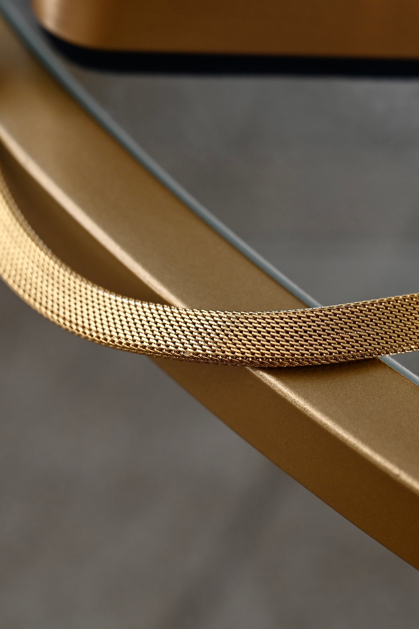 Vintage Christian Dior Rectangular Greenish Yellow Rhinestone Thick Braided Mesh Chain Gold-Tone Choker Necklace