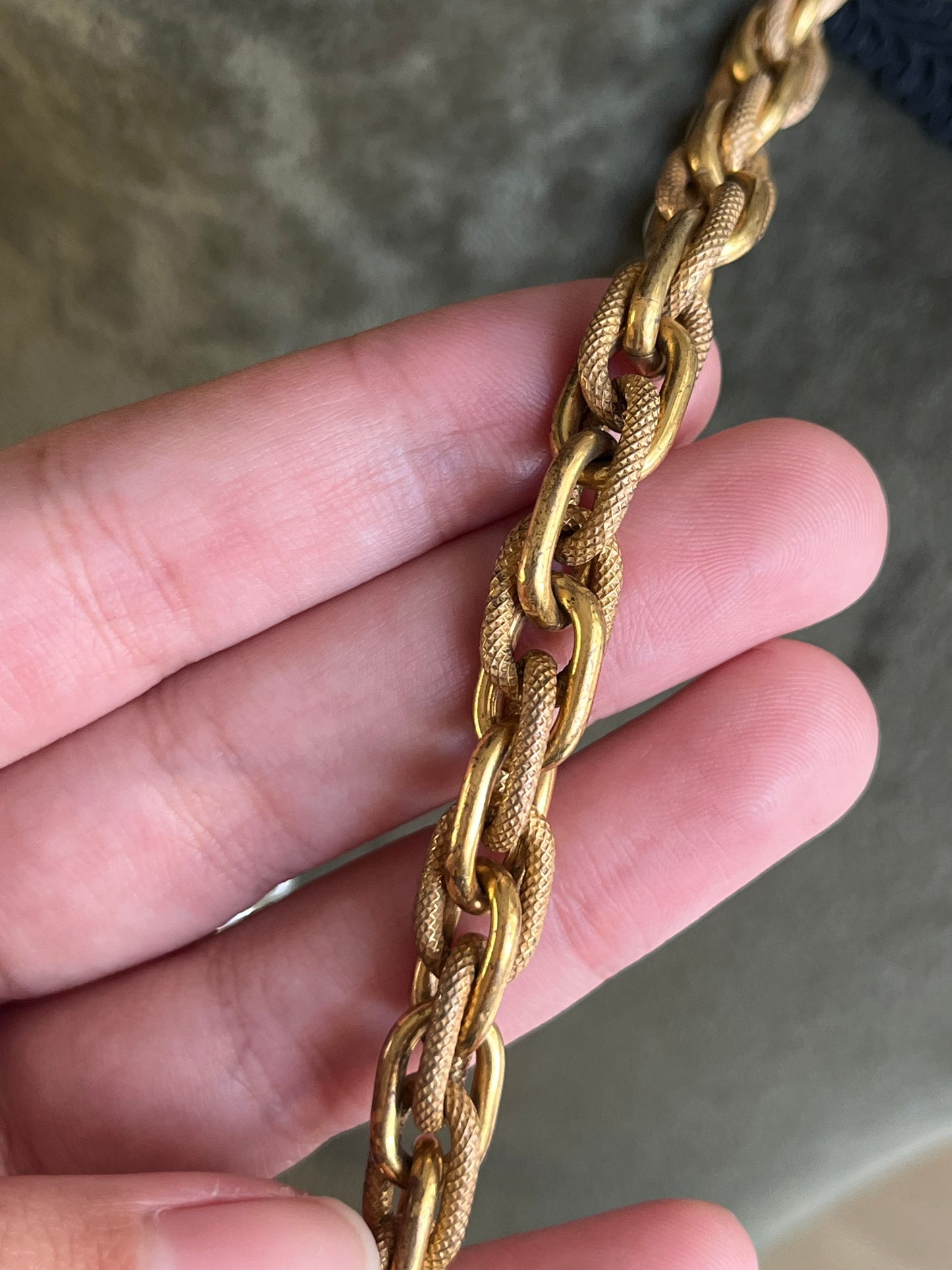 Vintage Miriam Haskell Classic "Niki" Baroque Glass Pearl Bronze-Tone Chain Long Necklace Set