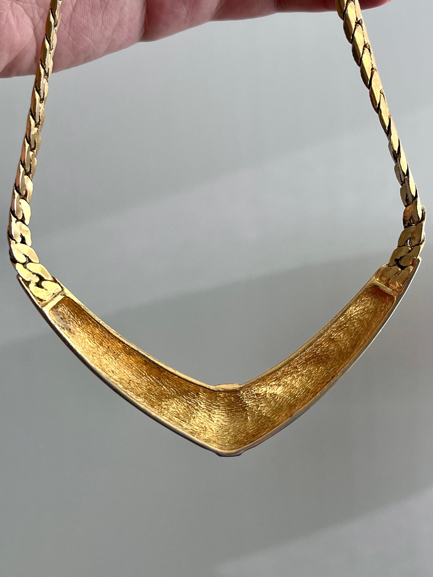 Vintage Christian Dior "V" Square Red Rhinestone Black Enamel Gold-Tone Clip-On Earrings Necklace Set