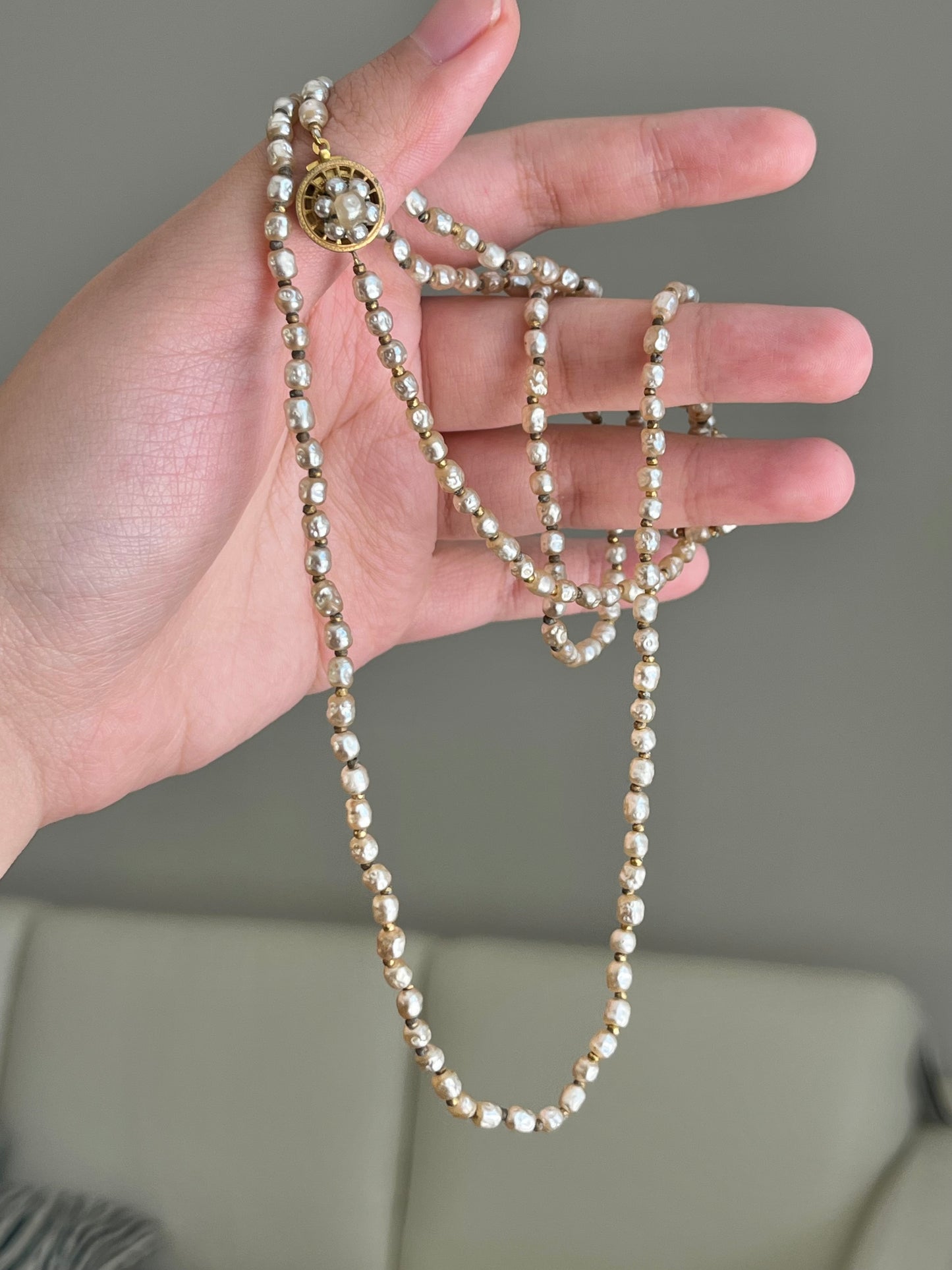 Vintage Miriam Haskell Classic "Niki" Mini Baroque Glass Pearl Beaded Layered Necklace