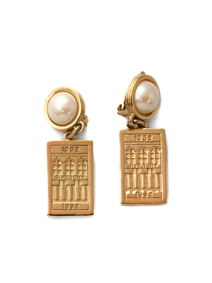 Givenchy 1992 Pearl Drop Clip Earrings