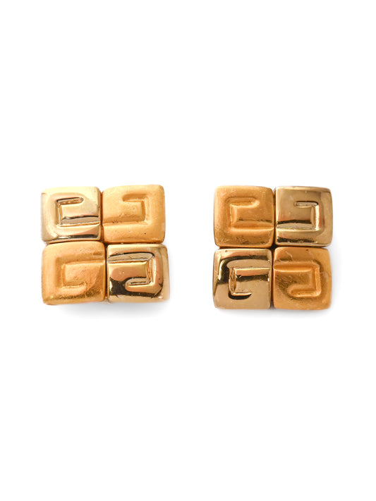 Givenchy Logo Square Clip Earrings