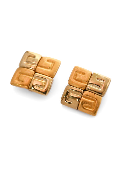 Givenchy Logo Square Clip Earrings