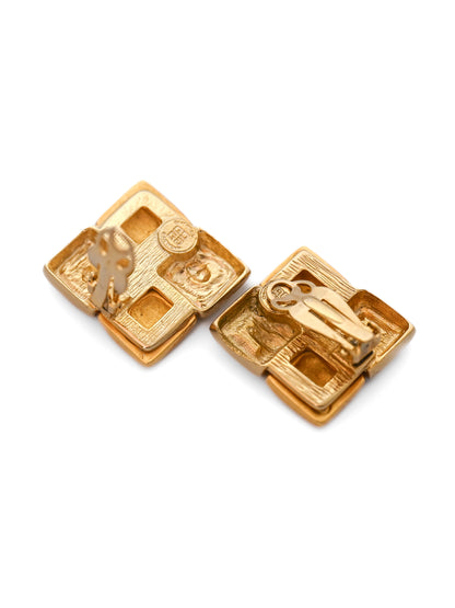 Givenchy Logo Square Clip Earrings