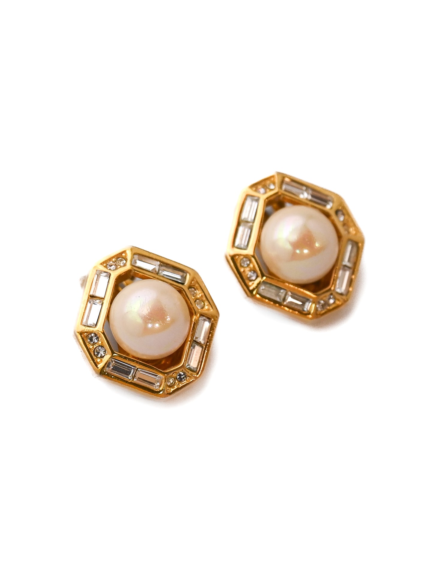 Dior Pearl Hexagon Clip Earrings