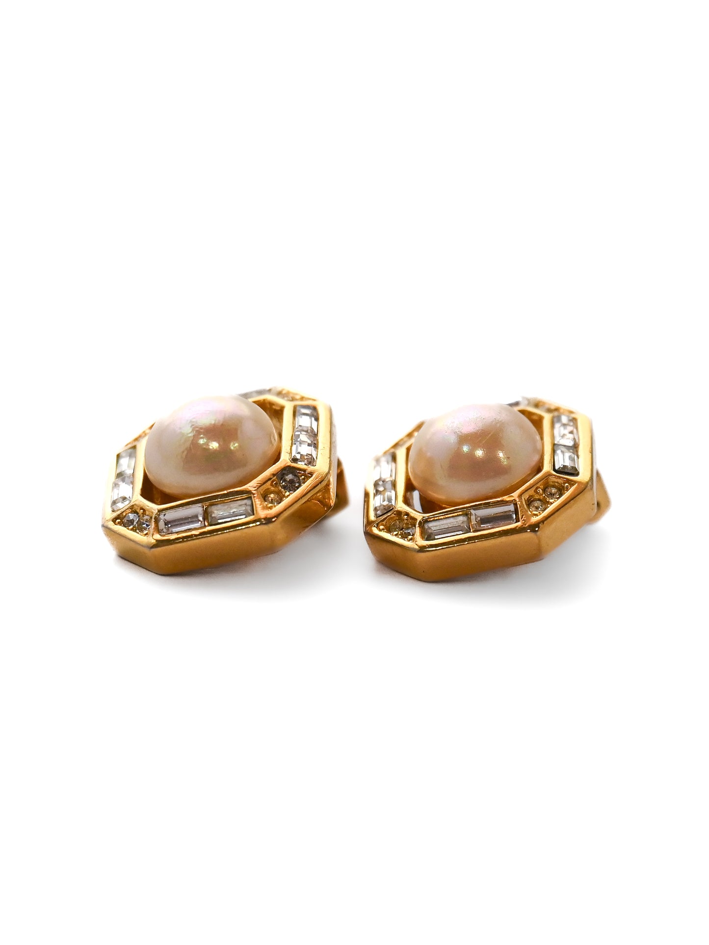 Dior Pearl Hexagon Clip Earrings