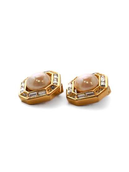 Dior Pearl Hexagon Clip Earrings
