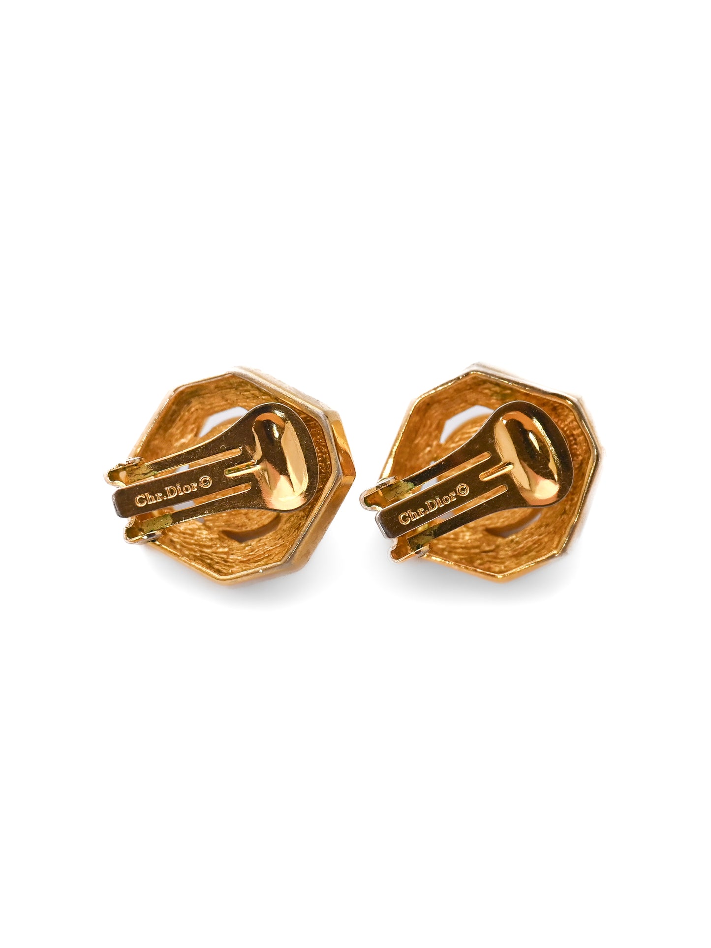 Dior Pearl Hexagon Clip Earrings