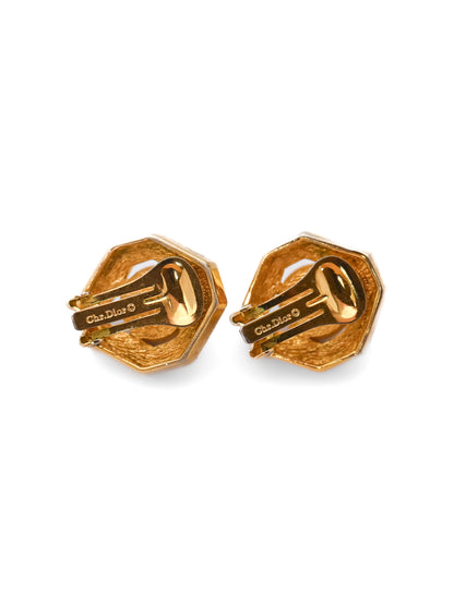 Dior Pearl Hexagon Clip Earrings