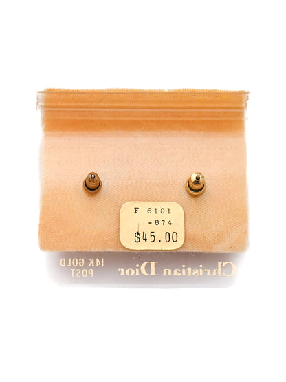 Dior Purple Rhinestone 14k Gold Post Earrings