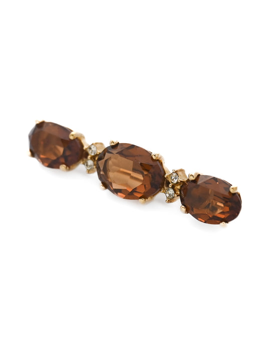 Dior Brown Rhinestone Brooch