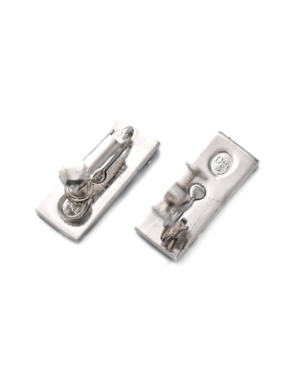 Dior "2" Logo Enamel Rectangular Clip Earrings