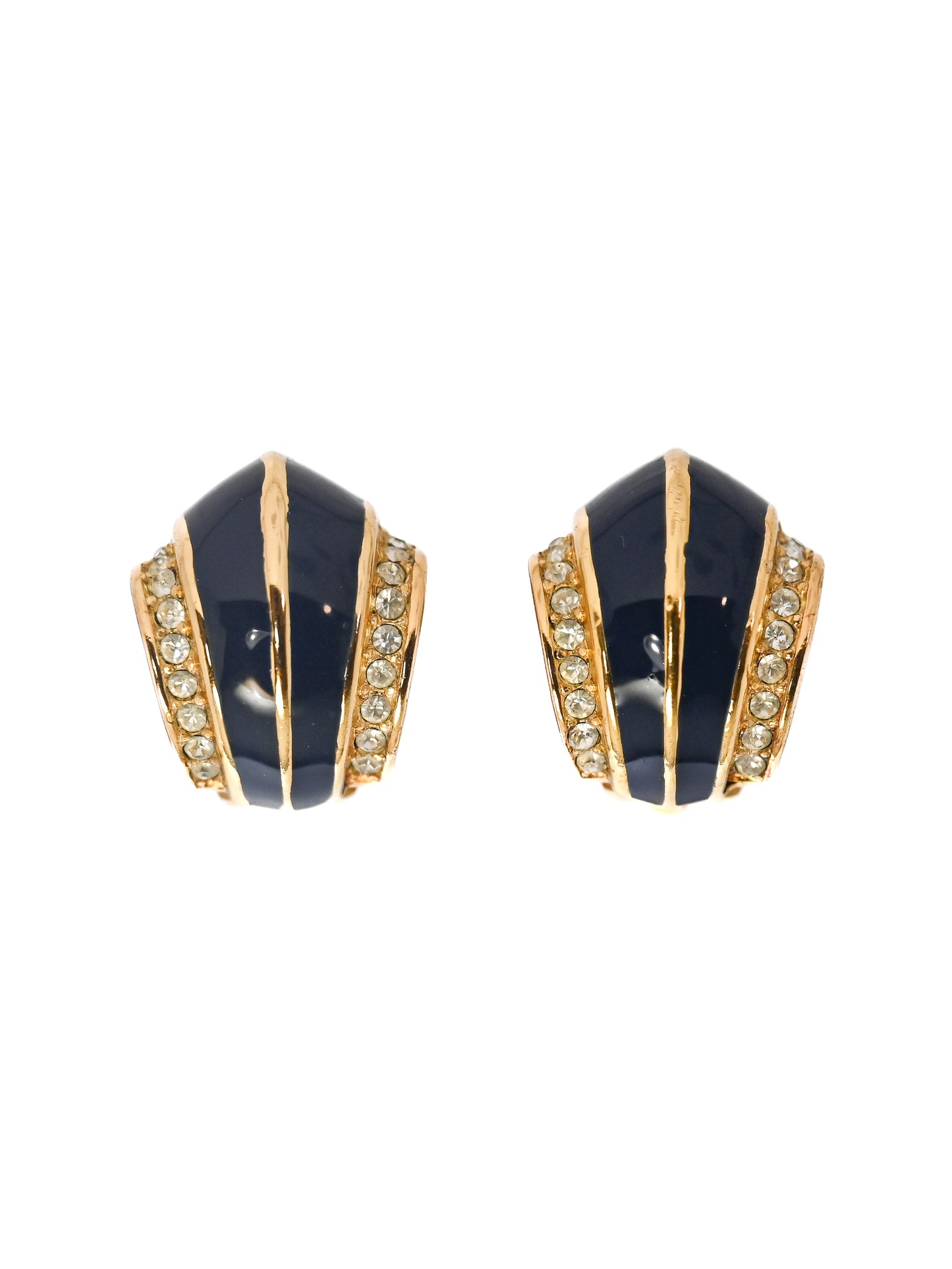 Dior Navy Enamel Hoop Clip Earrings
