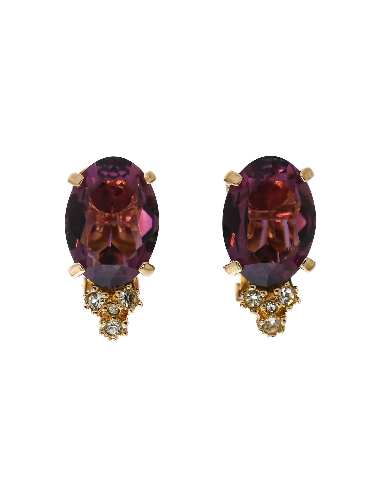 Dior Purple Rhinestone Clip Earrings