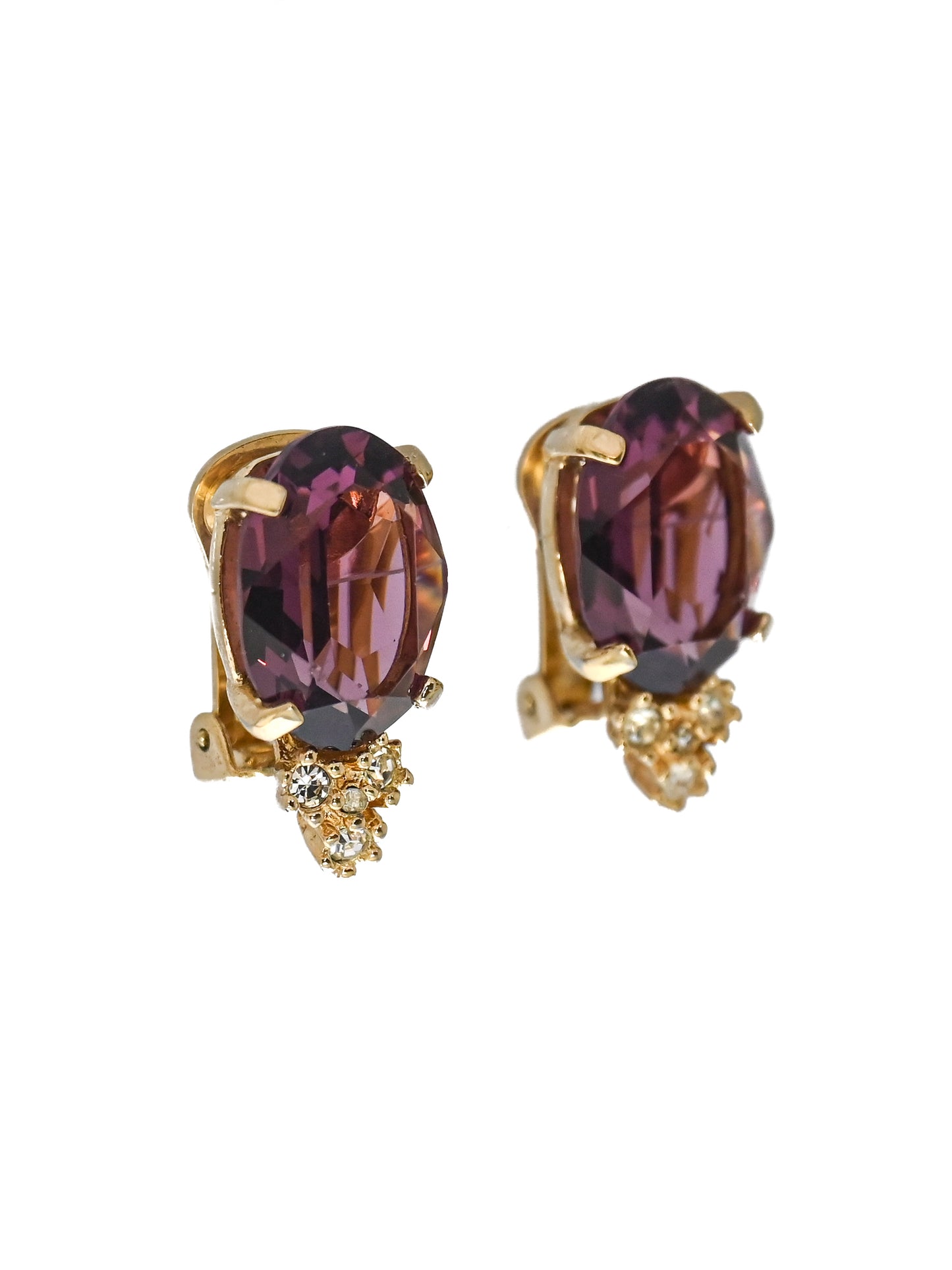 Dior Purple Rhinestone Clip Earrings