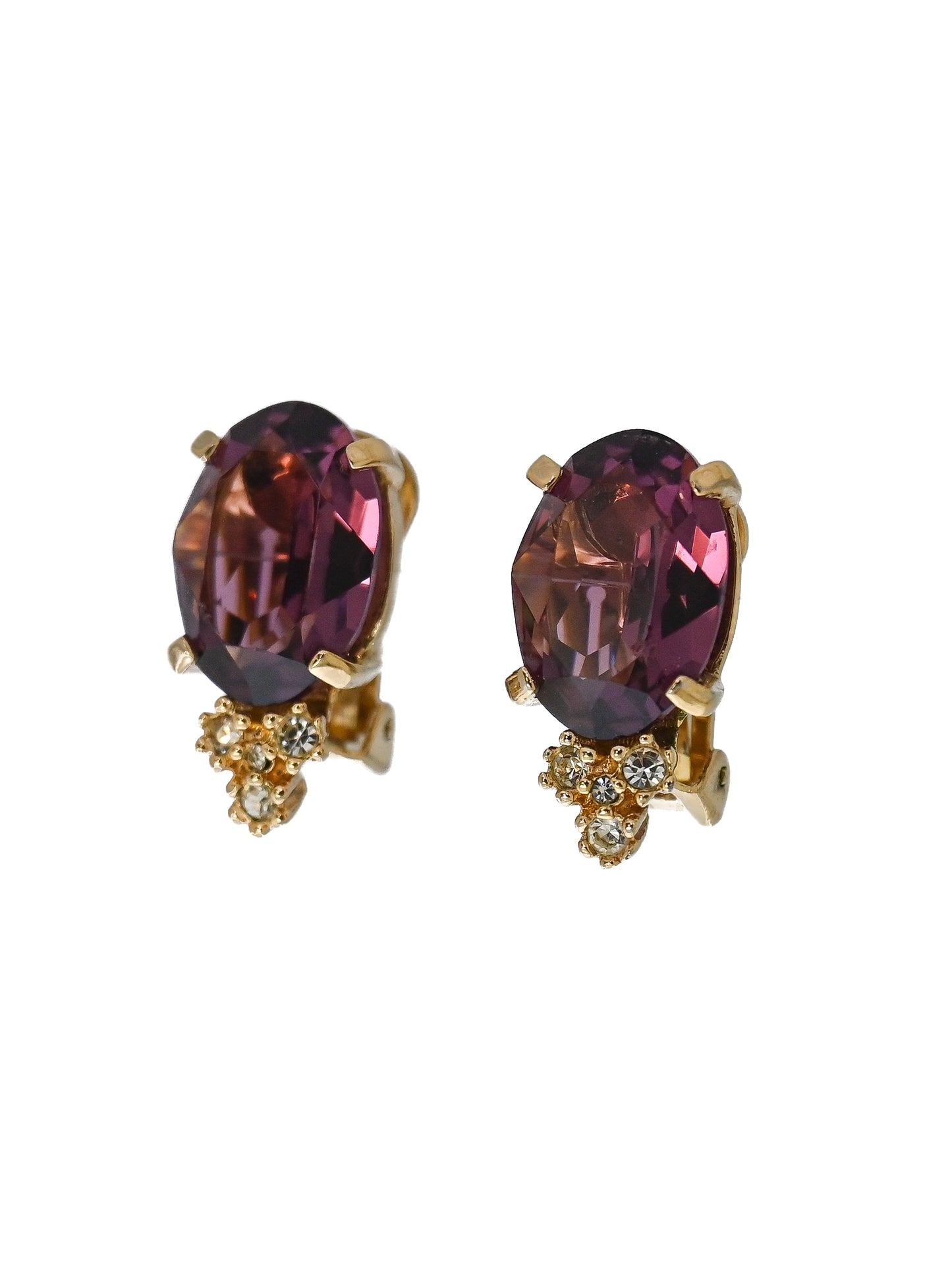 Dior Purple Rhinestone Clip Earrings