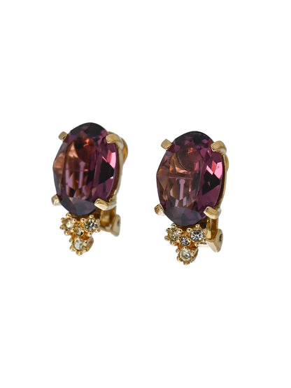 Dior Purple Rhinestone Clip Earrings