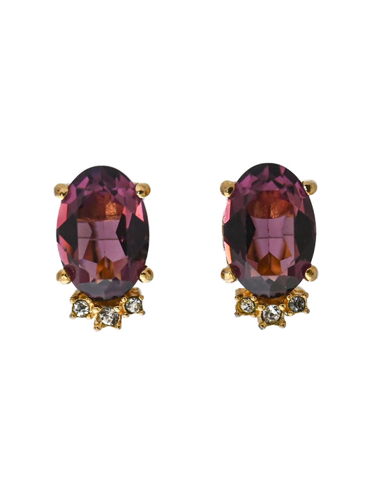 Dior Purple Rhinestone Clip Earrings