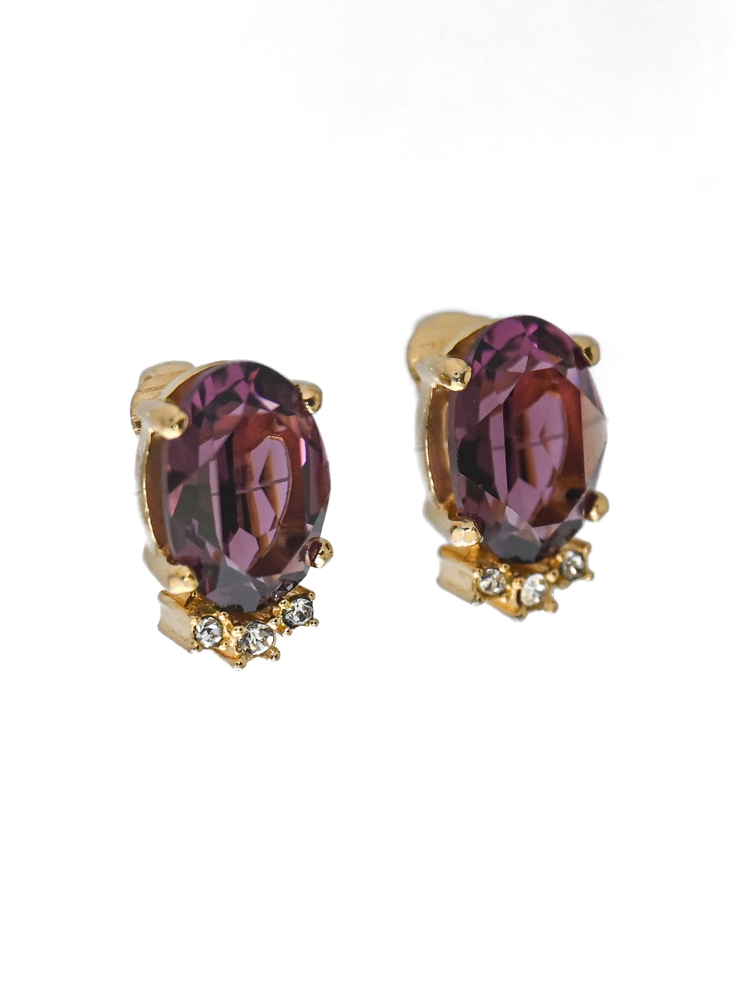 Dior Purple Rhinestone Clip Earrings