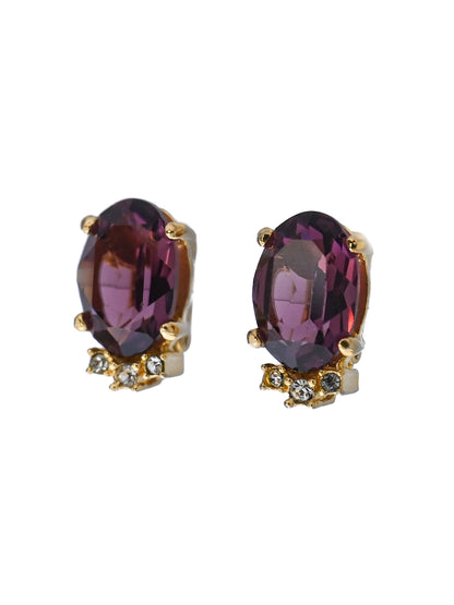 Dior Purple Rhinestone Clip Earrings