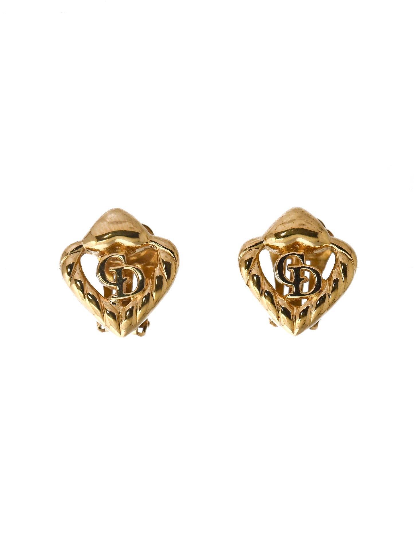 Dior "CD" Braided Heart Clip Earrings