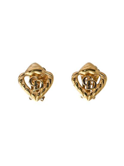 Dior "CD" Braided Heart Clip Earrings