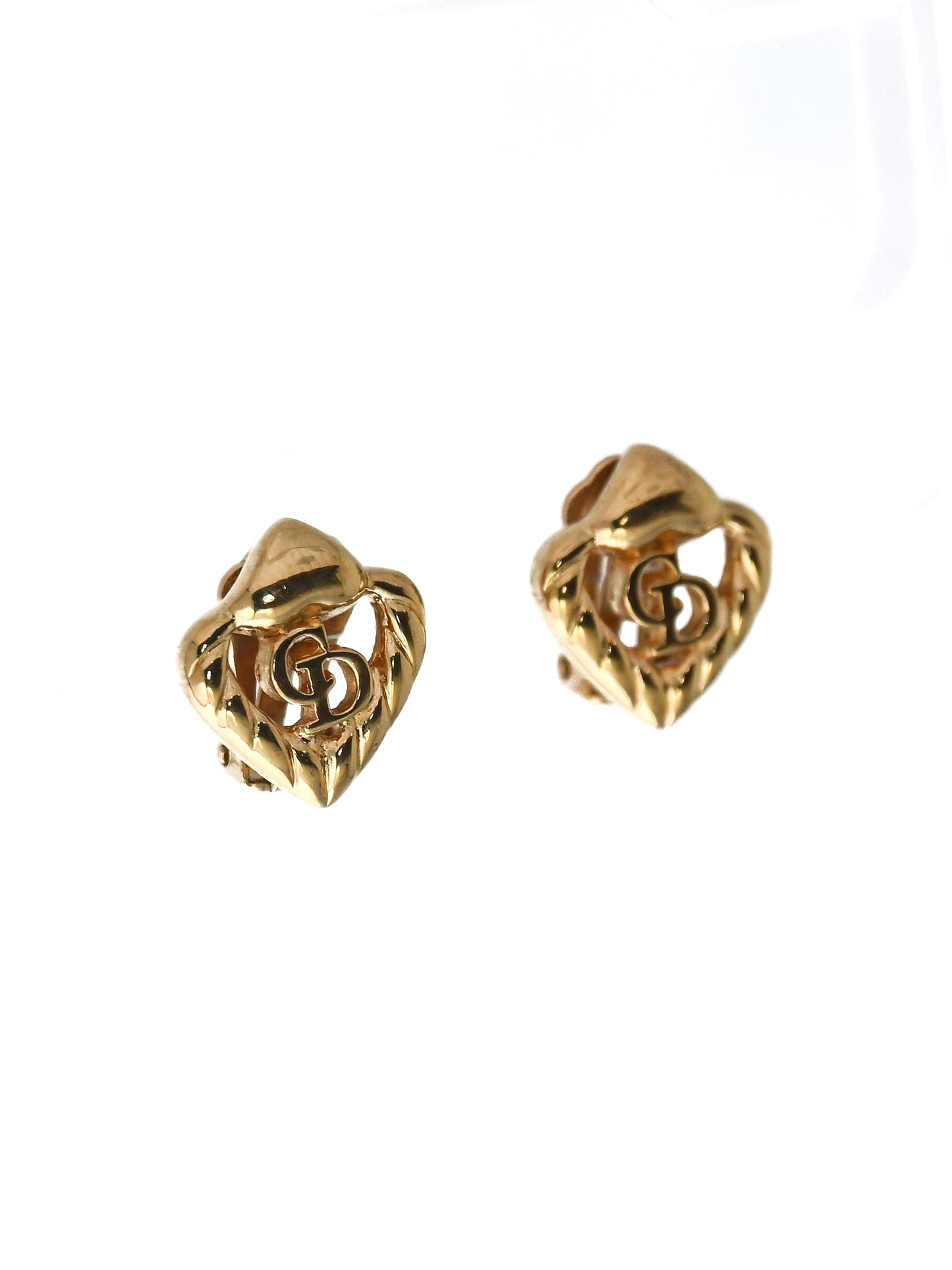 Dior "CD" Braided Heart Clip Earrings
