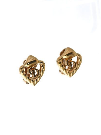 Dior "CD" Braided Heart Clip Earrings
