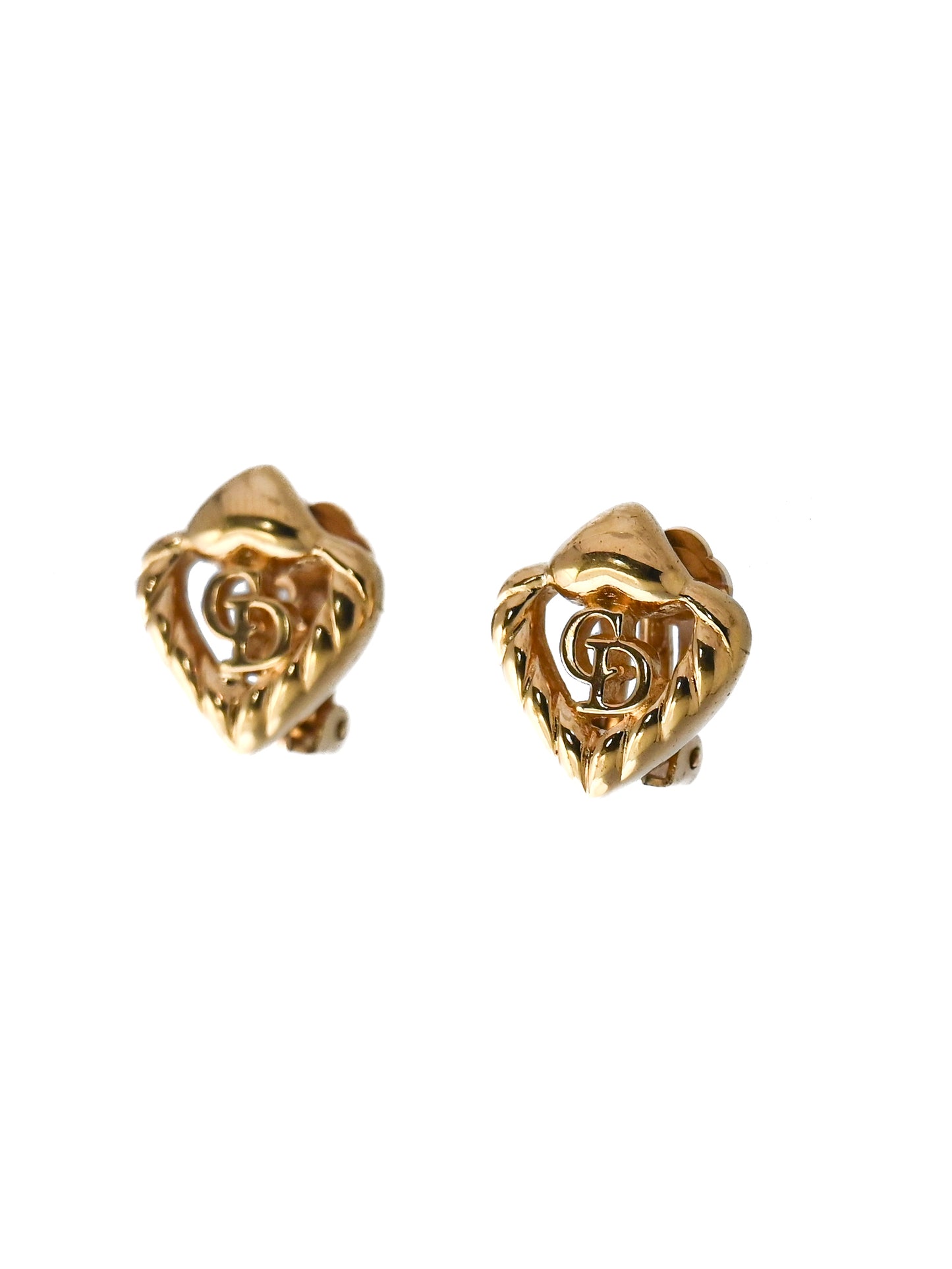 Dior "CD" Braided Heart Clip Earrings