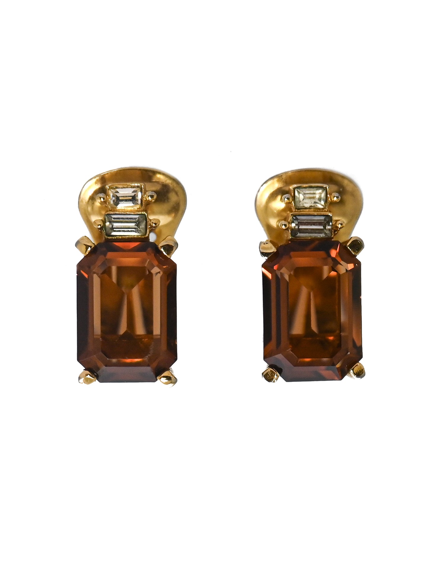 Dior Brown Rhinestone Clip Earrings