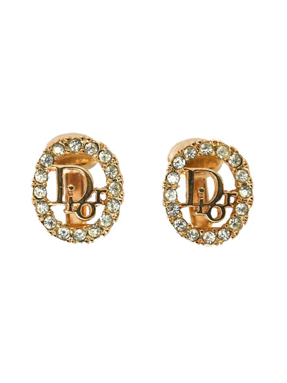 Dior Logo Hollow Oval Clip Earrings