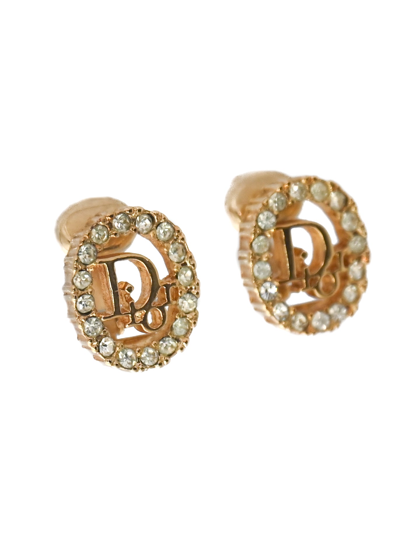 Dior Logo Hollow Oval Clip Earrings